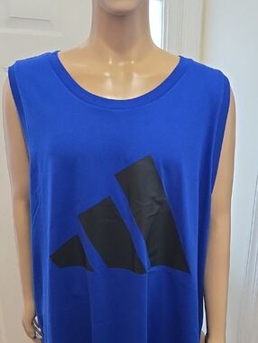 ADIDAS BRAND SIGNATURE MEN'S BIG AND TALL ROTAL BLUE TANK TOP SIZE 3XLT